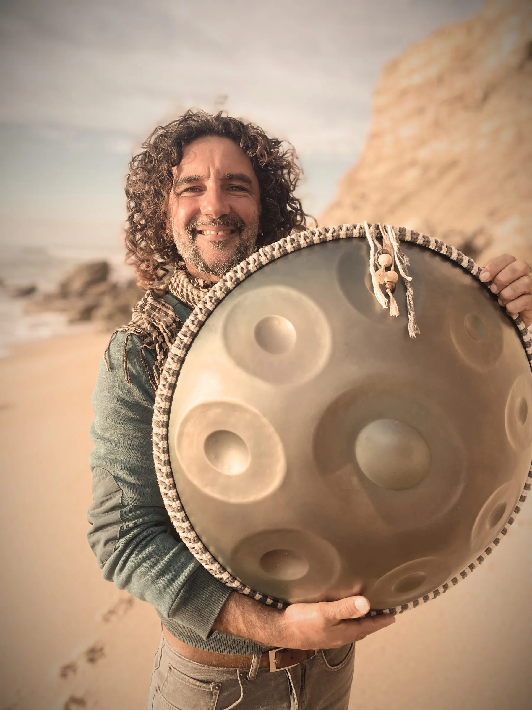 With the handpan on the beach